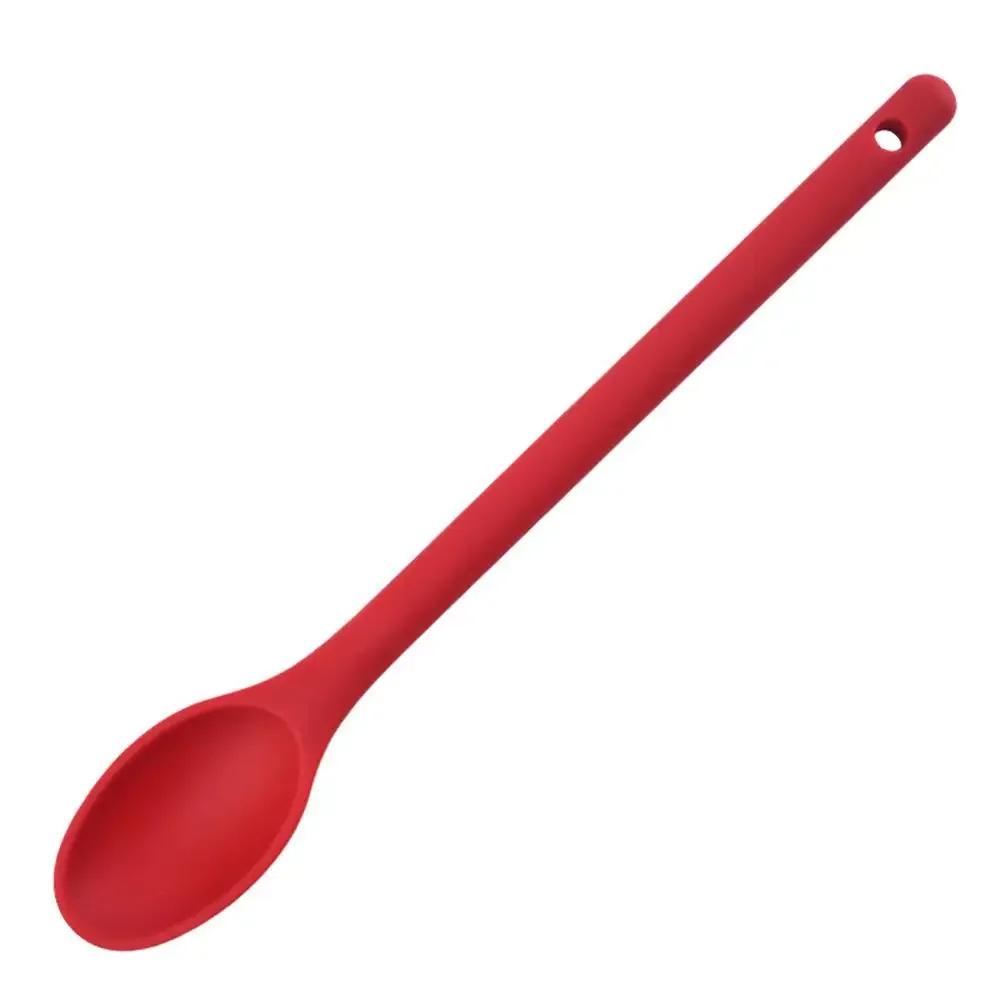 1Pc Silicone Mixing Spoon Nonstick Kicthen Spoon Baking Spoon for Cooking Stirring Mixing and Serving красный