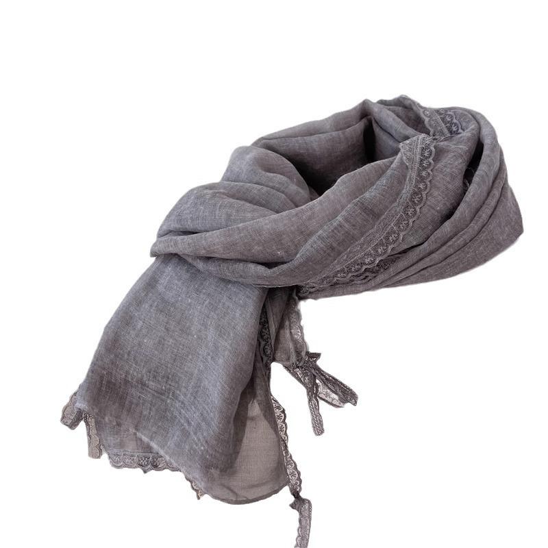 Mary Exquisite Niche Solid Color Shawl Dunhuang Grassland Sunshade Cotton and Linen Desert Grassland Bandana Shawl