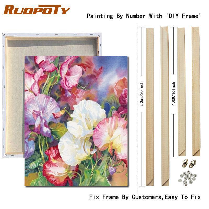 RUOPOTY Painting By Numbers Vase Hand Painted Pictures By Number Flower On Canvas Home Decoration DIY Gift Wall Art