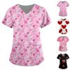 Kurzarm-Oberteile mit V-Ausschnitt und Krankenschwesteruniform für Damen mit modischem Aufdruck