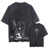 Summer  Cotton  Loose  Washed  Tops  Tees  Anime Print  T-Shirt  Men Streetwear Vintage Black T Shirt Harajuku Oversized T Shirt