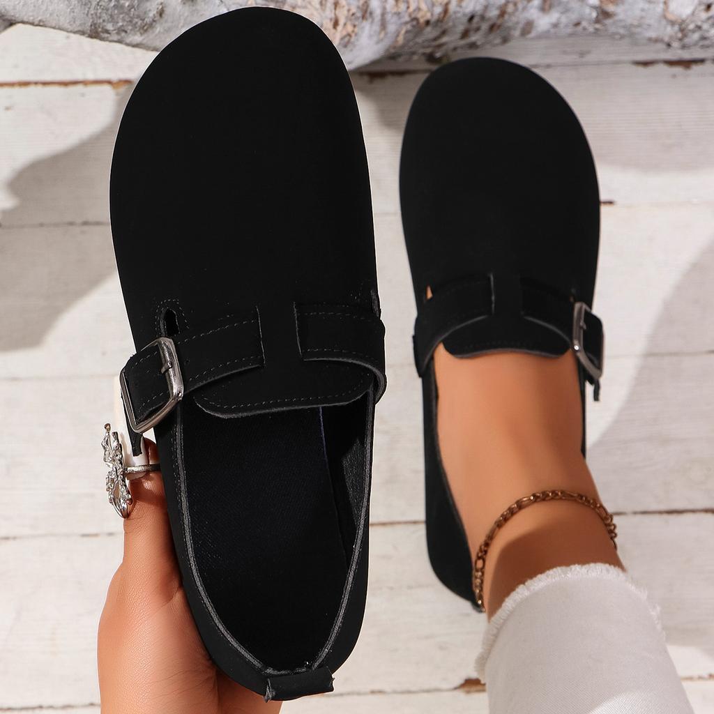 Fashion Women Flats Shoes Fashion Suede Flats Clogs Cork Insole Sandals with Arch Support Outdoor Beach Slides Home Shoes for Women