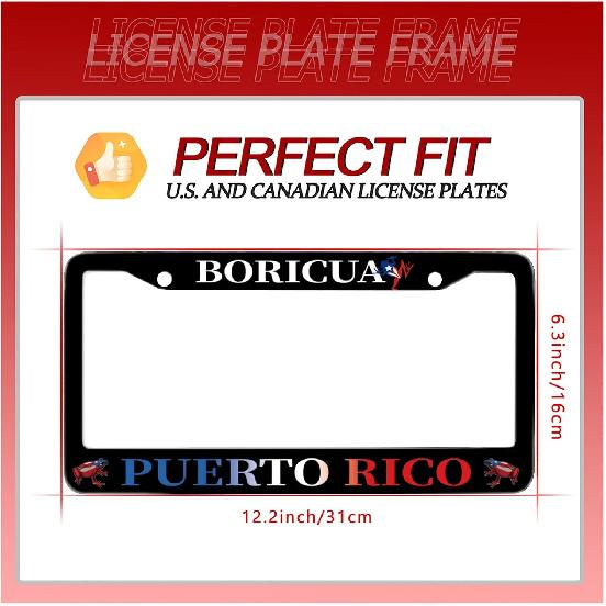 Boricua Puerto Rico Flag Frog Personalise License Plate Frames n License Plate Frame Car Universal Accessories Stainless Steel Cars Decor Fits