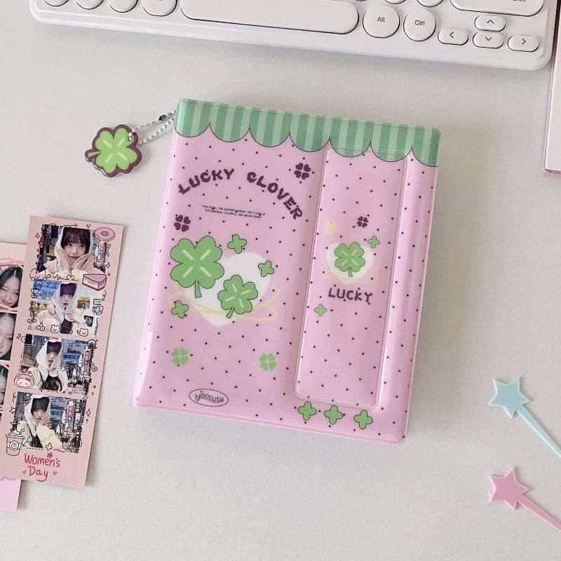 Cute Memory Album Lucky Clover Card Collection Book  - 4-Compartment Card Holder Album for 6-Inch Instant Photos & Postcards