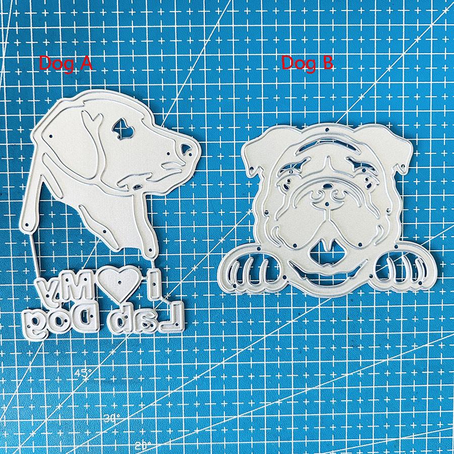 2pcs Dogs Metal Cutting Dies Stencils for DIY Scrapbooking Dies Paper Album Cards Embossing Dies Cut Craft Dies