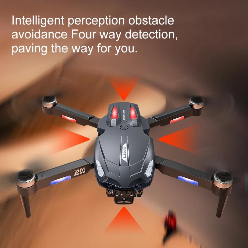 D11 Drone with 4K Dual Cameras 360° Rolling Optical Flow Obstacle Avoidance GPS Brushless Motor Folding Rc FPV Drones
