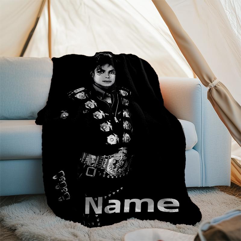 Personalisierte Decke mit individuellem Namen - Michael Jackson Druckdesign, Decke für Sofa, Bett, Reisen, Camping - Weich und Warm, Tolles Geschenk
