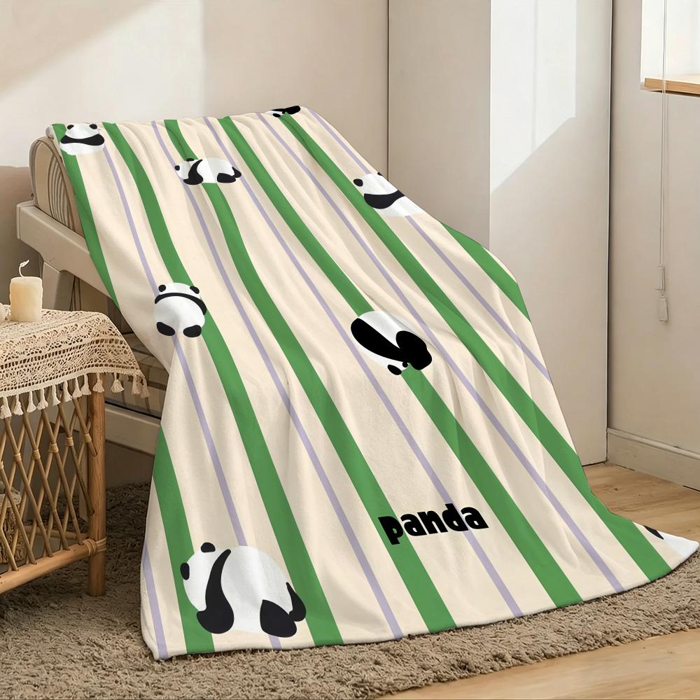 Giant Panda Throw Lightweight 240G Flannel Blanket Soft Skin-Friendly For Summer Cooling