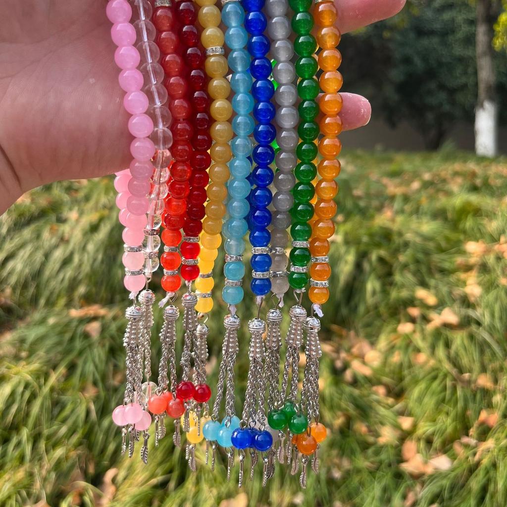 Handmade 33 Bead Tasbih Hand Bracelets Glass Prayer Beaded Bracelet Meditation Rosary Jewelry Religious Accessories