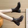New Chelsea Short Boots Women's British Short Single Boots Round Martin Boots Heightened Thick-soled Cigarette Boots