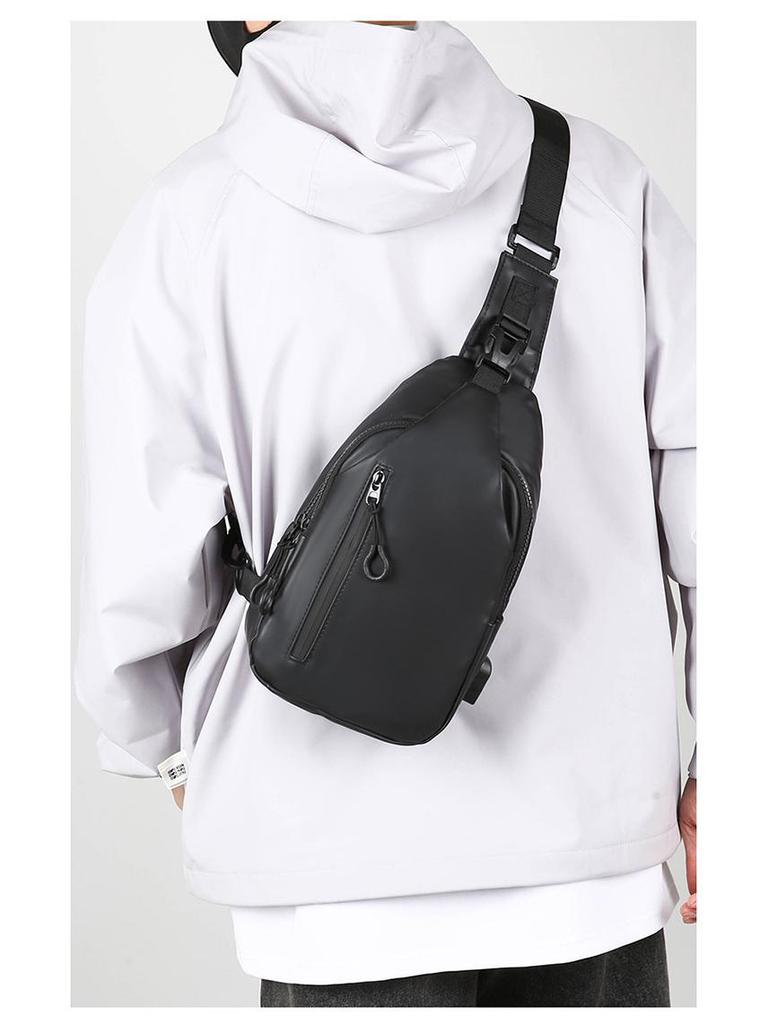 Men's Water-repellent Crossbody Chest Bag with USB Charging