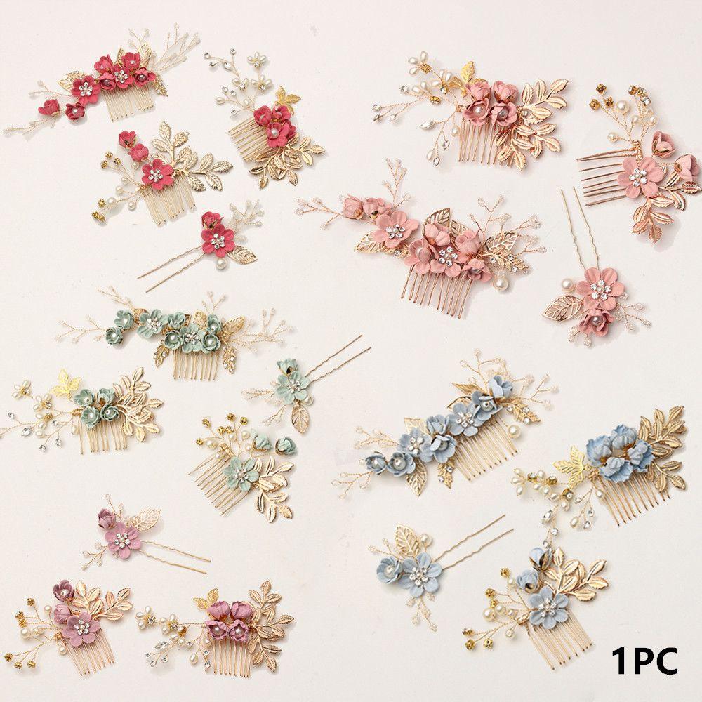 Beautiful Crystal Crown Wedding Leaves Tiara Flower Hair Pin Hair Combs Bridal Clips