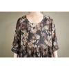 DIMANAF 2026 New Plus Size Spring Summer Beach Vintage Lady Long Dress Women Loose Oversize Maxi Floral Print