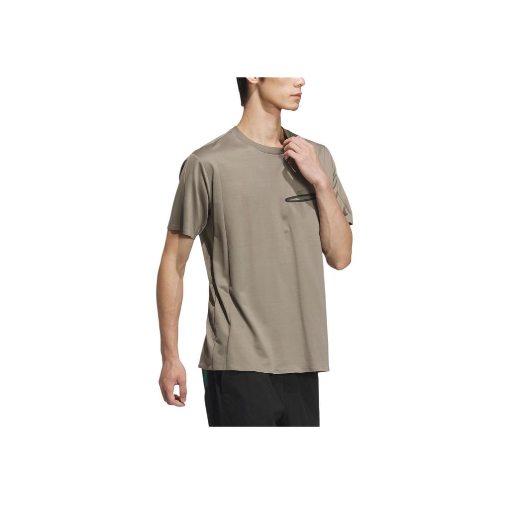 Adidas Wuji Series Cool Comfortable Round Neck Pullover Sports Casual Short Sleeve T-Shirt Men Tops Taupe JI8699