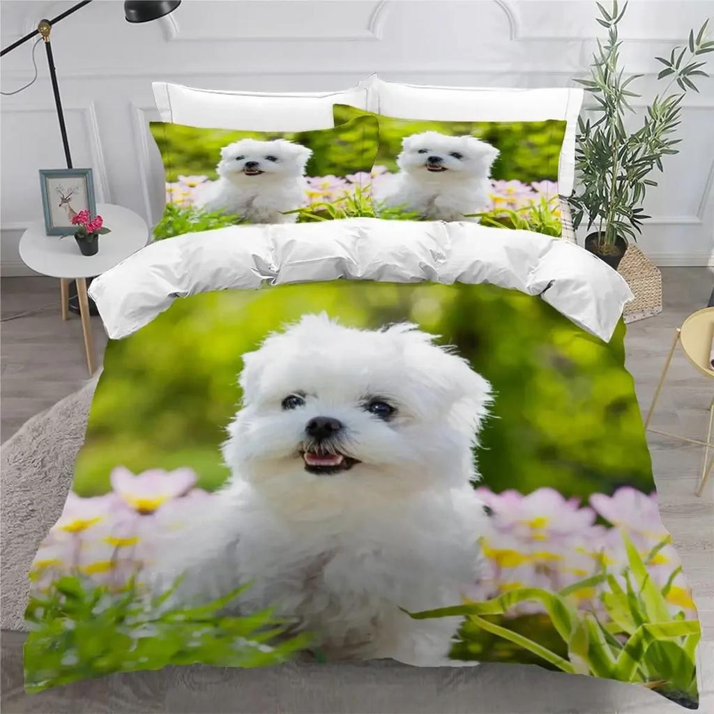 Comforter Cute Dog Single Twin Queen For Girl Teen Boys Pet Dog Theme Bedding Set Polyester Kawaii Animal Comforter
