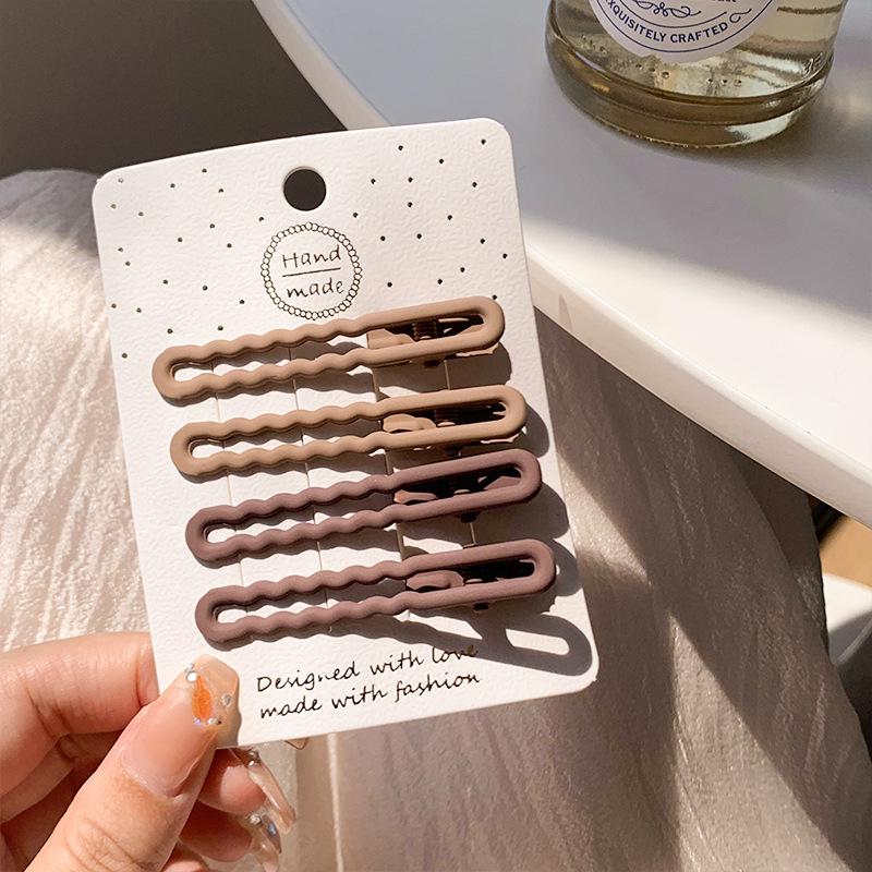 Set of 3 Gradient Coffee & Candy Color Duckbill Hair Clips - European & American Style