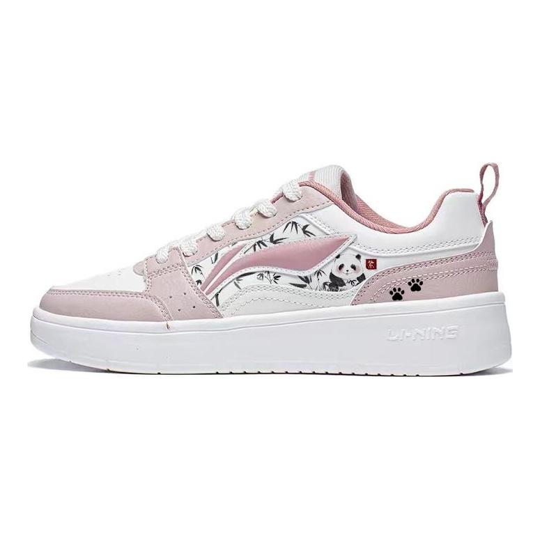 Li Ning Sycee 2 Slip Resistant, Abrasion Resistant, Height Increasing Low top Skateboard Shoes Women's White Pink AGCT340-1(Team56-)