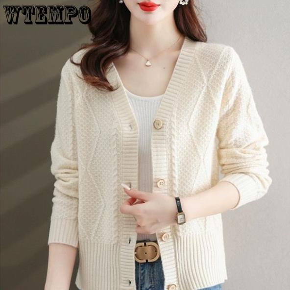 Women's Knitted Sweater Cardigan Spring and Autumn Top Knitted Sweater Cardigan Top