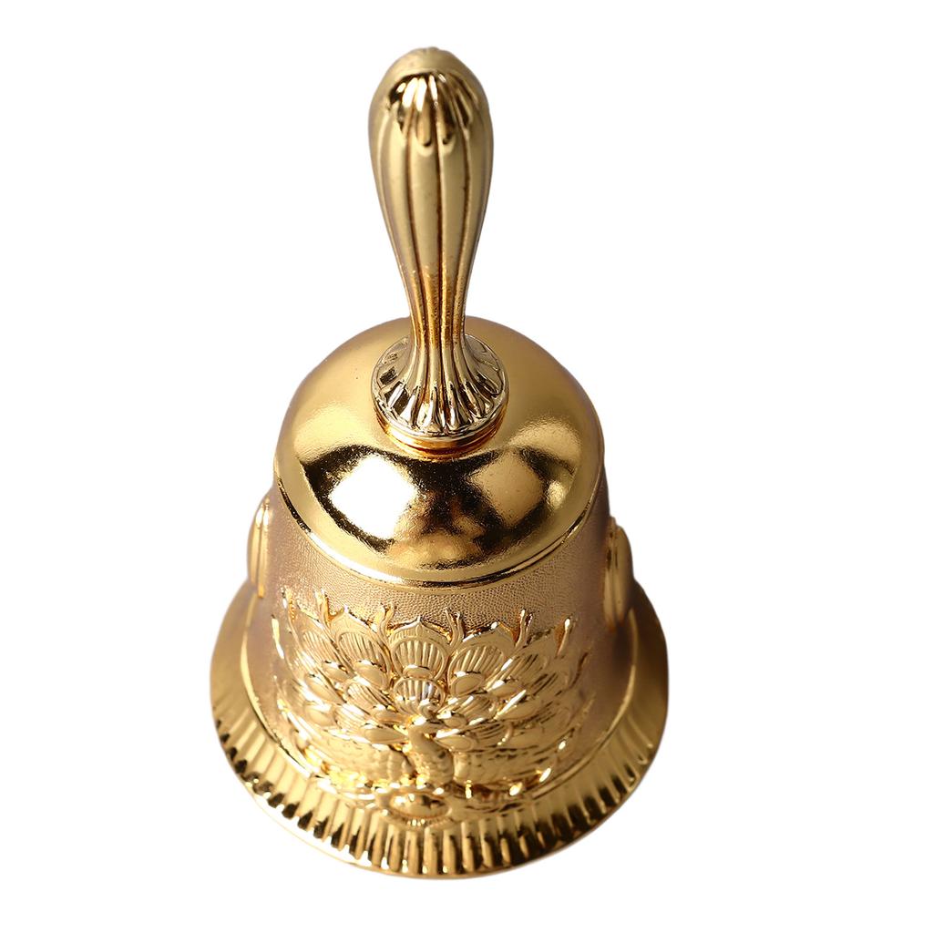 Hand Bell Vintage Brass Antique Exquisite Carved Pattern Hand Call Bell HandBell for Dinner Wedding Party Family School