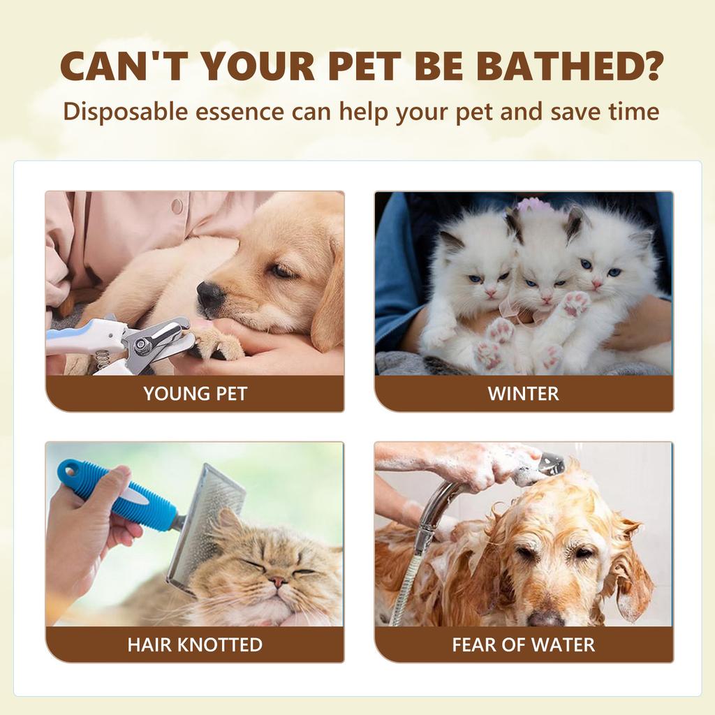 Yegbong Pet Wash Free Essence Suit Katze und Hund Weiche Haarreinigung Dekontamination Desodorierung und Duftretention Trockenreinigungspflege