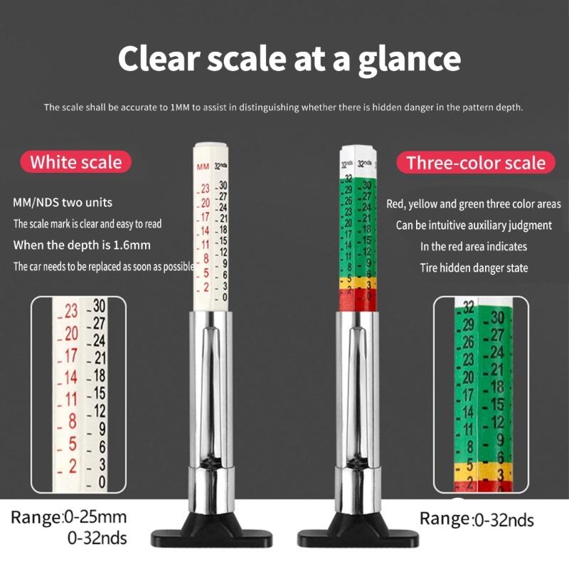 Tire Treads Depth Gauges Grooves Measure Tool Steel Auto Car Truck Depthometer Tire Depth Gauges 0-25mm