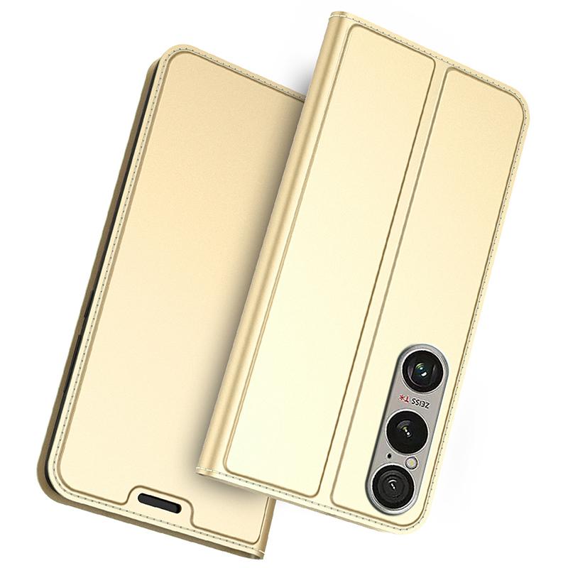 

Для Sony Xperia 1 VI Чехол Кожаный Чехол-книжка с магнитной застежкой Gold