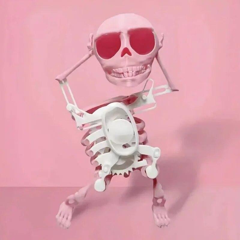 3D Skeleton Toy Fun Dancing Skeleton Toy Swinging Skeleton Toys Stress Relief Toys Manual Wind-Up Rocking Toy for Decorating