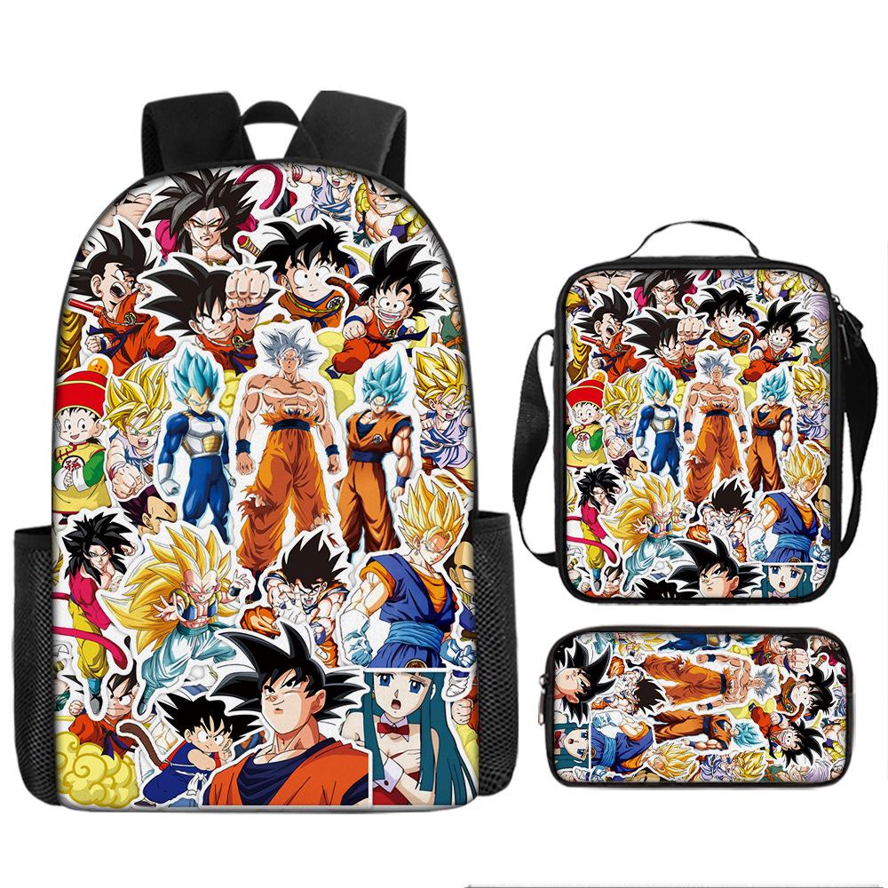 New animation cartoon dragon ball backpack, primary and secondary school schoolbag, satchel, shoulder bag, pencil case three-piece set