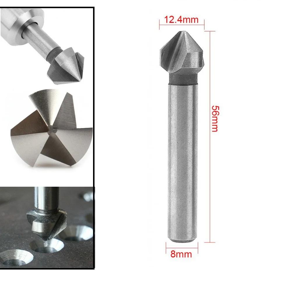 3-Flute Countersink Drill Bit 90 Degree Chamfering Cutters 6.3/8.3/10.4/12.4/16.5/20.5mm For Wood Metal Quick Change Drill Bit