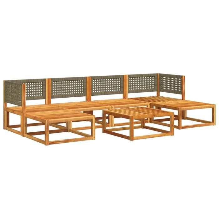 VidaXL Ensemble de canapés de jardin 7 pièces avec coussins en bois d'acacia et rotin 3278908