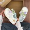 Cute Big Head Flat Shoes Women's Casual Round Toe Thick Bottom Heightening White Sneakers Breathable Comfortable All-Match