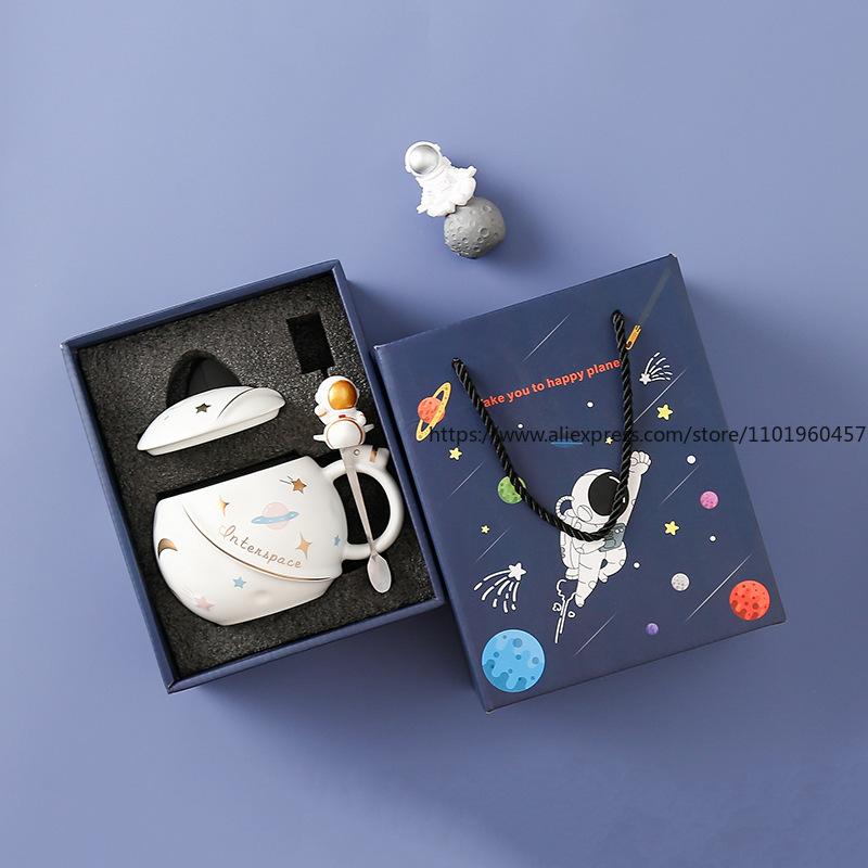 Astronaut Keramiktasse, Planetentasse, Wasserbecher im neuen Stil mit Deckel, Kaffeetasse, Paartasse, Kreatives Geschenk für Frauen