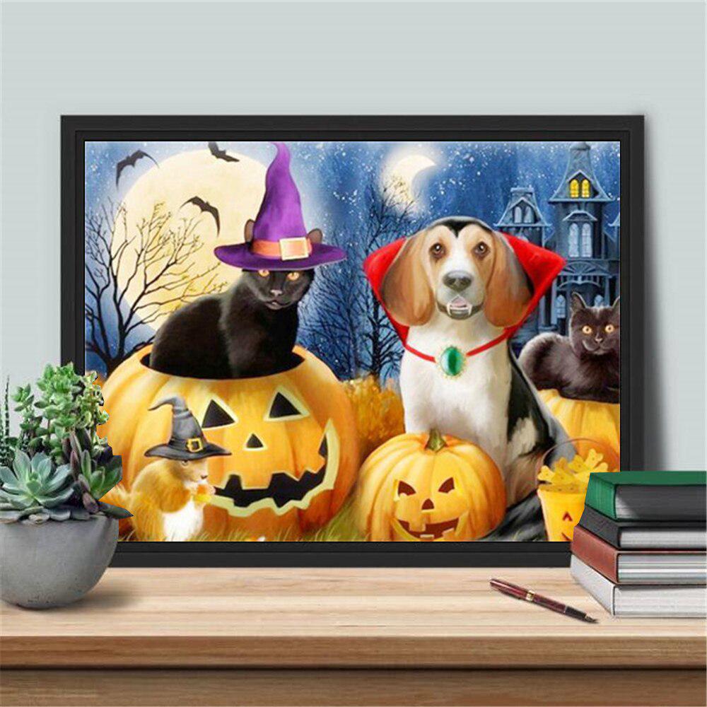 5D DIY Diamond Painting Cat New Diamond Embroidery Dog Mosaic Halloween Handmade Gift Wall Art