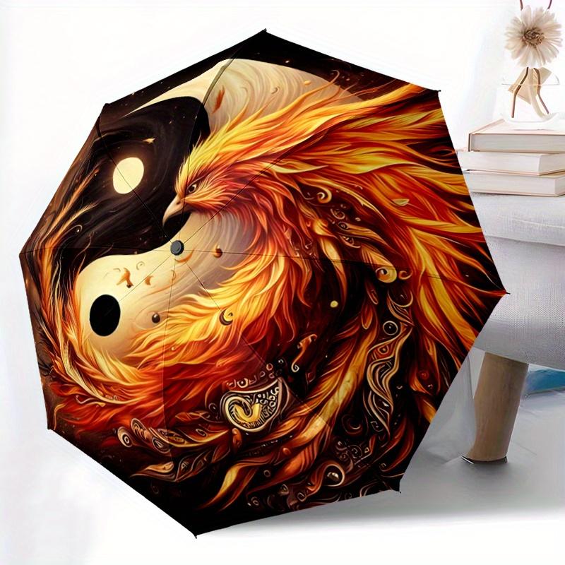 1pc Phoenix Rising Automatic Folding Umbrella - 3 Folding Design, Vivid Cartoon Pattern, Suitable for Outdoor Activities, A Gift for Fans In All Seaso