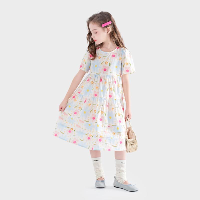 TuTu Little Elephant Girls' 100% Cotton Floral Princess Dress