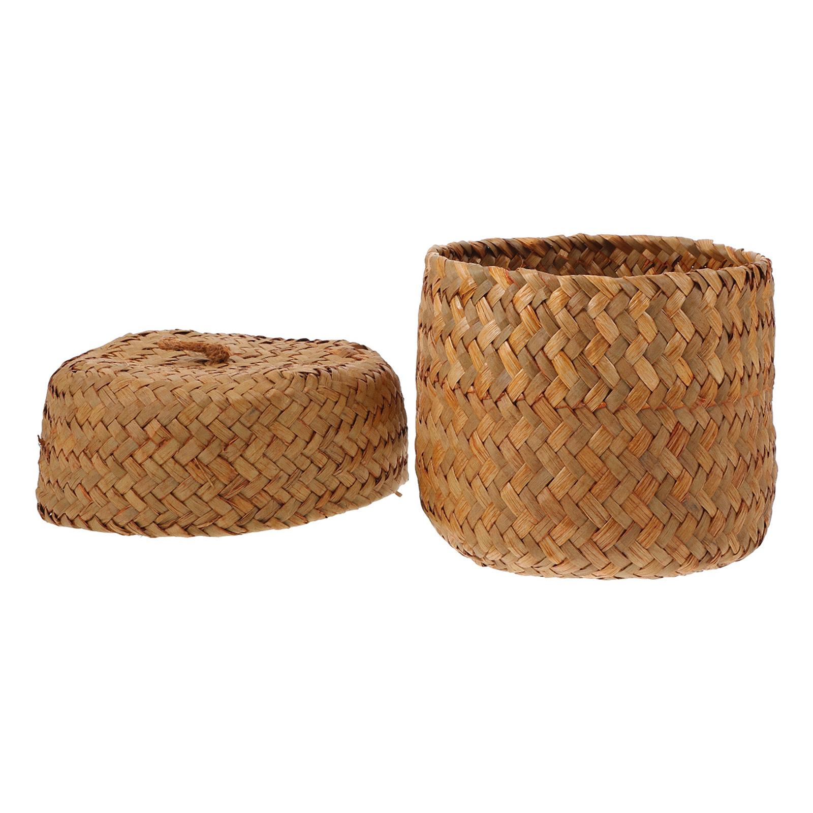 Creative Woven Flower Basket Handmade Mini Gift Box with Lid Storage Basket for Home Wedding Party Decoration Gift Packaging Box