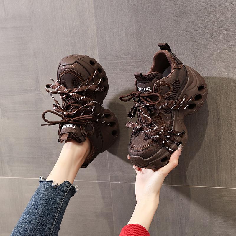 9860-5 Women's Hidden Heel Platform Sneakers, Trendy Dad Style for 2025 Autumn/Winter