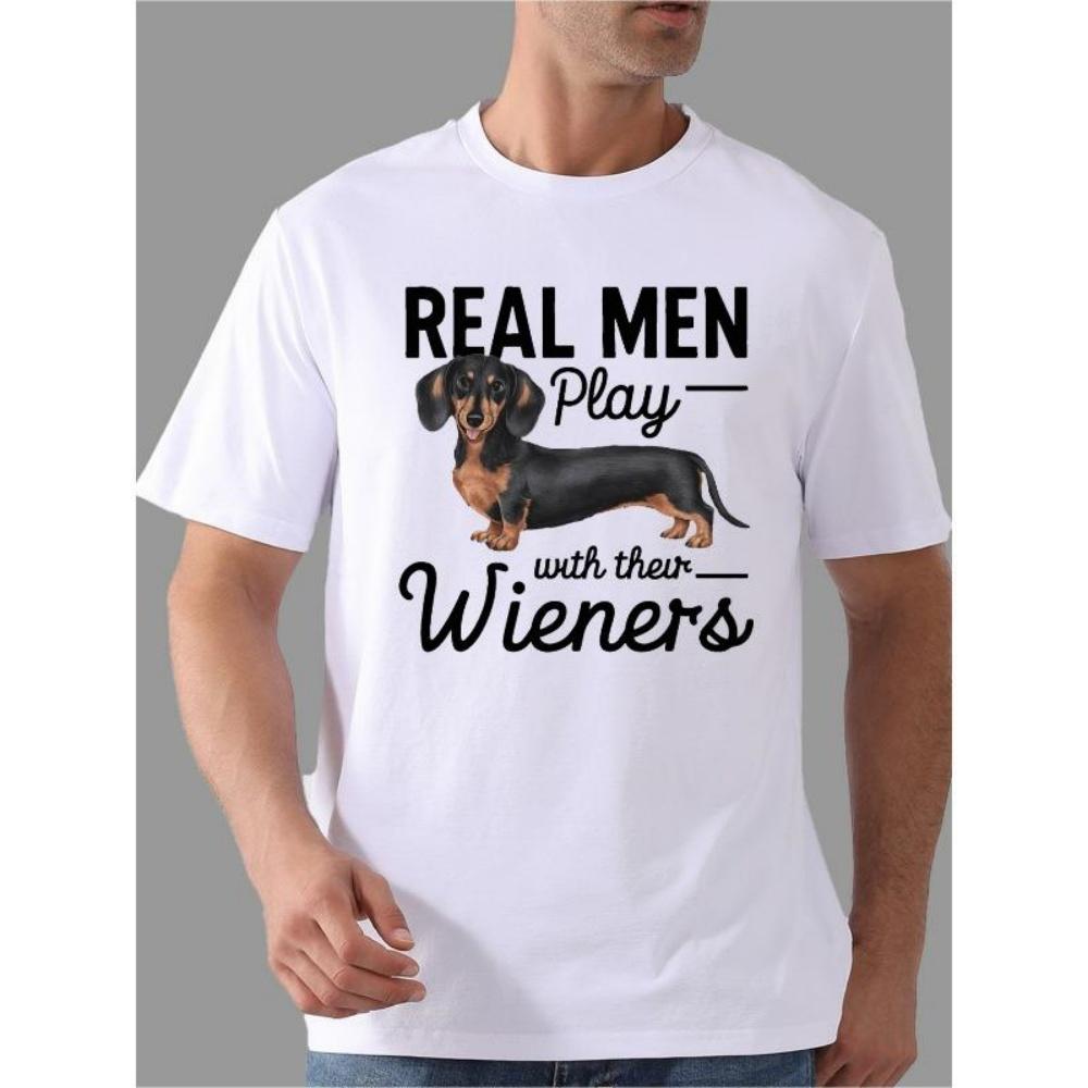 

European Sizes Men Funny Dachshund Dog Lover T-Shirt - Casual Short Sleeve Tee with Dachshund Phrases XXXXXL чорний