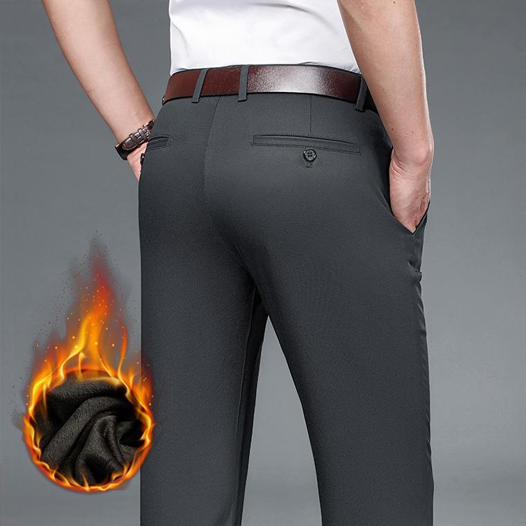Thickened Winter Trousers: Casual Dress Pants for Middle-Aged Men