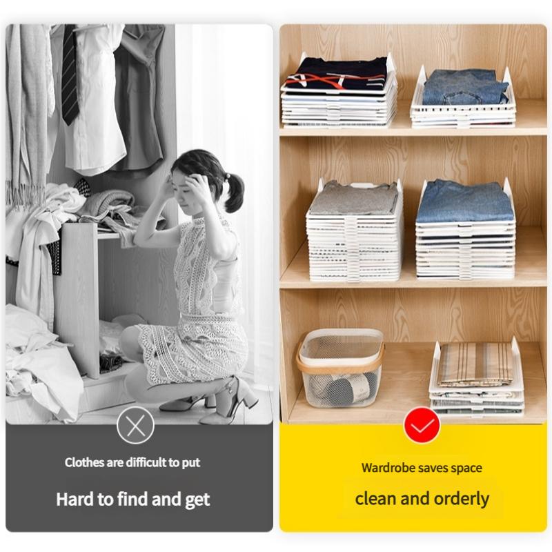 3Pcs Layered Folding Clothes Storage Board Pants T-Shirt Organizer Rack for Home Wardrobe Short Sleeve Classification Stacking Board