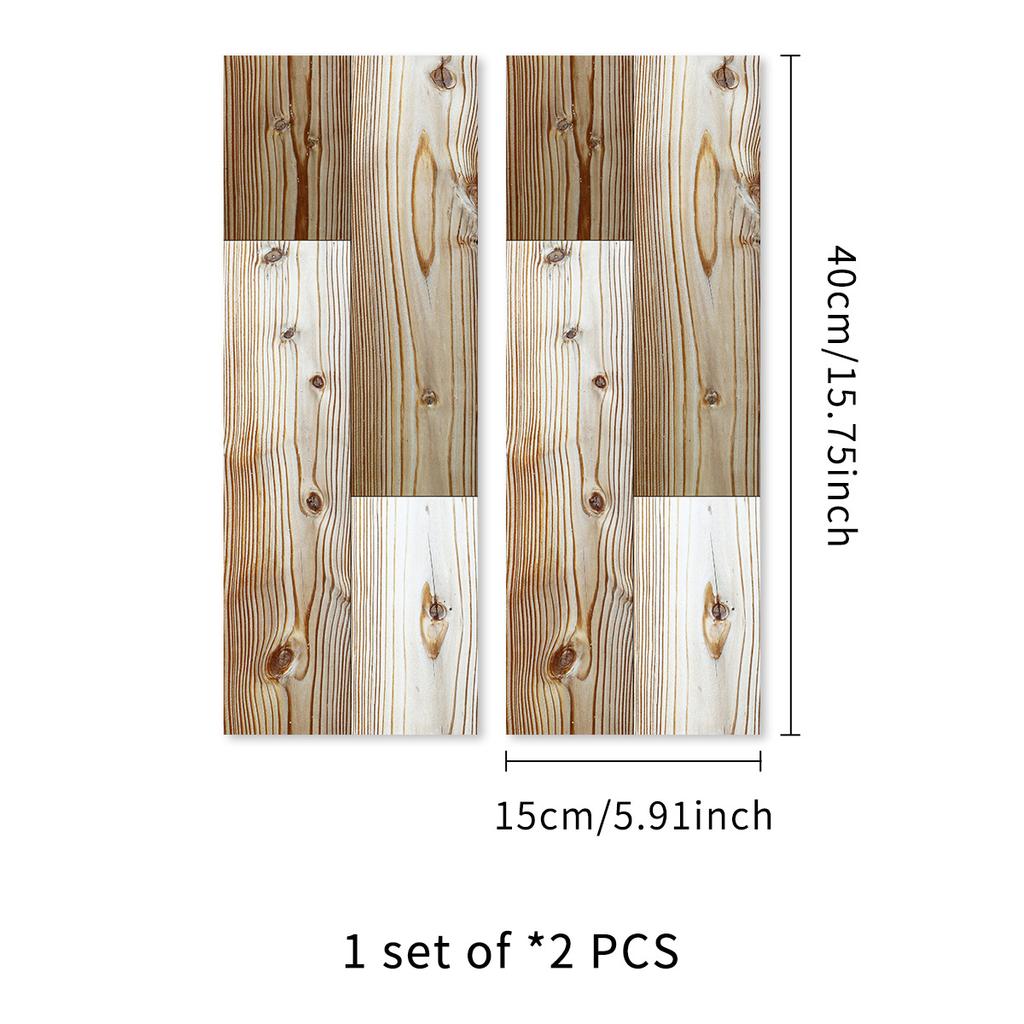 2Pcs 40X15cm PVC Wood Grain Wall Self-Adhesive Sticker Waterproof Living Room Bedroom Wall Decoration Floor Stickers