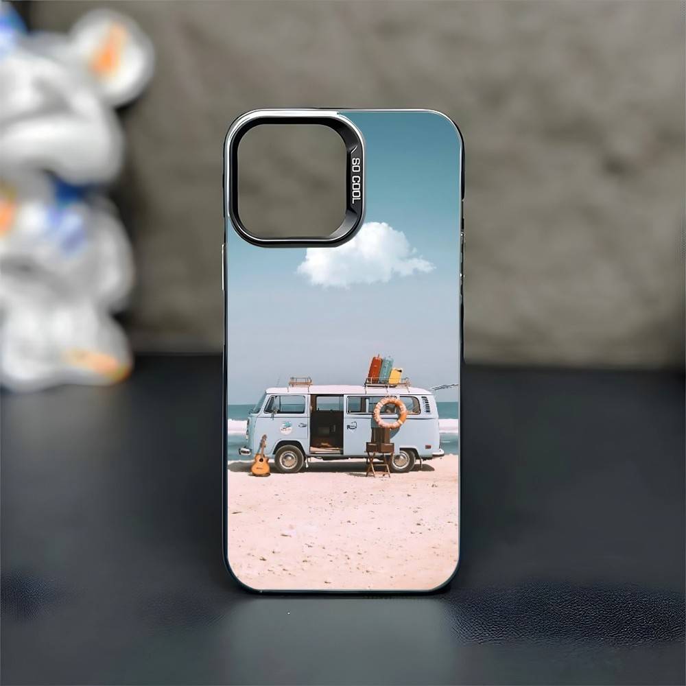 Traveling car Phone Case For iPhone17,16,15,14,13,12,11 Plus,Pro Max Black Matte Shockproof Cover