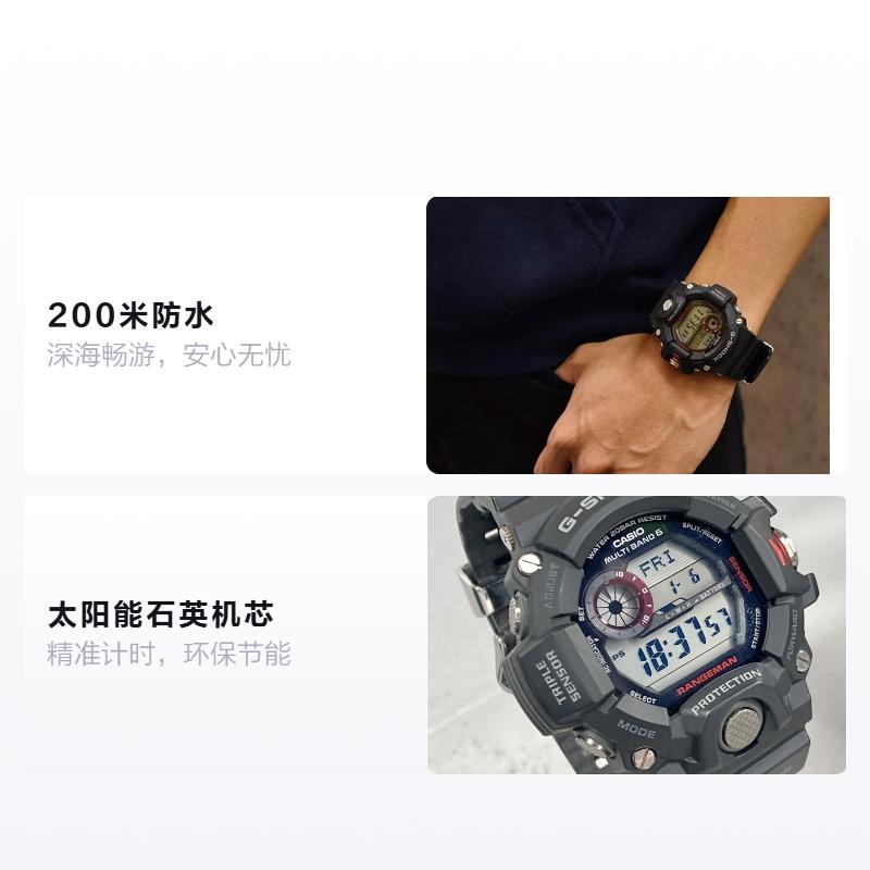 

CASIO MASTER OF G-LAND series 200 meters waterproof solar Quartz carbon fiber strap men s watch gray dial GW-9400J-1JF сірий колір