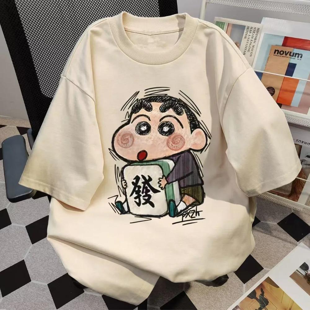 Cartoon Crayon Shin-Chans Summer Ladies T Shirts Japanese Cartoon 100% Cotton Tops Vintage Short Sleeve O Neck Tees T-Shirt