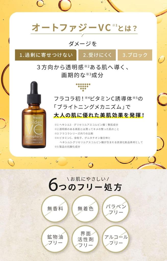 Fracora Vitamin C Golden Vitamin 15mL Serum, VC, Autophagy, C, Glutathione,