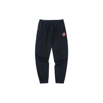 Logo Print Drawstring Cuffed Sports Pants Women Bottoms Black 162238311-1