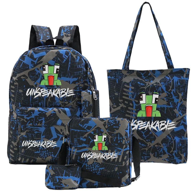 Casual Backpack Five-piece Backpack + Tote Bag + Shoulder Bag + Pencil Bag + Small Money Bag 3