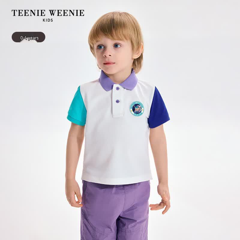 Летняя полосатая футболка-поло для мальчика Teenie Weenie 100
