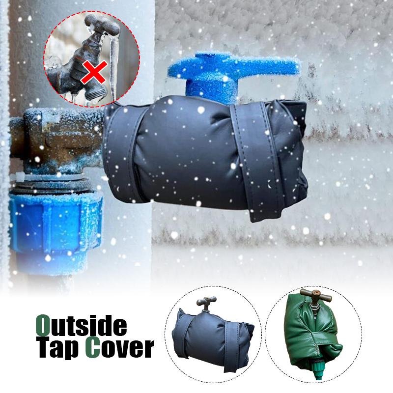 Winter Outdoor Faucet Leather Cover Protection Anti-Freeze Insulation Sleeve Outdoor Garden Faucet Frost Protective Cover black