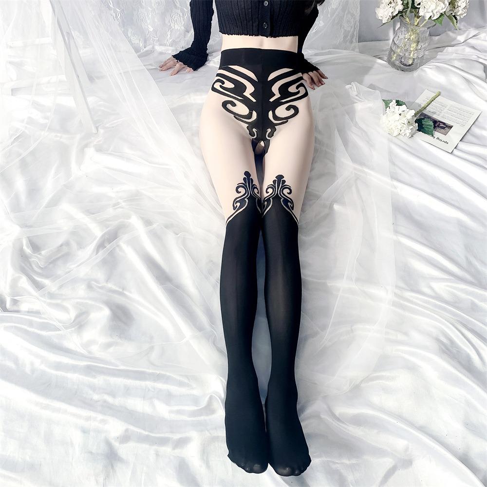 Sexy Open Crotch Free Sex Stockings Seduction Bed Large Size Passion Underwear Uniform Summer Open Black Silk Cover